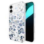 Kate Spade New York iPhone 16 Plus Case - Compatible with MagSafe - Designer Phone Case - Flowerbed Blue Gems