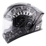 Steelbird SA-2 Terminator 2.0 Aerodynamic Full Face Thermoplastic Shell Helmet (X-Large 620 mm, Glossy Black Grey with Clear Visor)