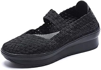 EnllerviiD Women Platform Wedge Mary Jane Sandals Woven Pumps Comfortable Walking Shoes HEI39