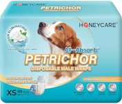 HONEY CARE All Absorb Petrichor Male Dog Wrap, Fresh Smell Disposable Diapers, Extra Small, White, 100 Count