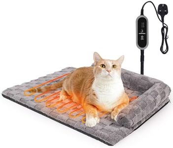 Heymamba Puppy Pet Heating Pad, Waterproof Heated Cat Bed with 10cm High L-Shaped Memory Sponge Side&Switch Controller, Cat Heat Pad Heating Cat Mat with Fleece Checkered Cover for Kittens, 58x42x10cm