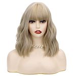 TSNOMORE Mix Blonde Wig with Bangs Shoulder-length Wig for Women Halloween Costume Praty Cosplay Wig (Color-5)