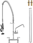 Deck Mount Commercial Kitchen Faucet: iVIGA 36" Height Commercial Sink Faucet with Pre-Rinse Sprayer - Commercial Faucet 8“ Center with 10" Add-on Swing Spout Faucet & Pull Down Spray