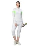 JUMP USA Women White & Green Solid Rapid-Dry Training T-Shirt