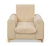 Yellow Weaves 1 Seater Quilted Sofa Chair Cover with Arm Cover, Seat & Back Cover, Color - Beige - Velvet