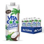 Vita Coco - Extra Coconut Water Multipack 1 Litre x 6, Pressed Coconut Water, Gluten Free, Low-Calorie Drink, Thirst Quenching Refreshment