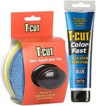T-Cut Colour Fast Blue Car Wax Polish Scratch Remover Colour Enhancer - 150g plus a Wax Applicator Set with Handle * 6 Colours Available