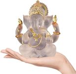 Mersyn Lord Ganesha Statues Hindu Elephant God Sculpture, 5.51" H White Resin Elephant God Figurines Indian Ganesha Idol Figurine Decoration Ornaments for Home Office Car Decor-Blue