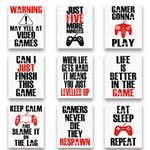 HPNIUB Unframed Video Game Art Print Inspirational Words Quote Poster Set of 9 (10 ”X8 ”Canvas Gaming Wall Art for Kids Boy Bedroom Playroom Home Decor,No Frame