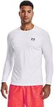 Under Armour Men's Armour HeatGear Fitted Long-Sleeve T-Shirt , White (100)/Black , Large