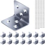 Gorffy Angle Brackets 15 Pcs, L Bracket 30 x 30 x 38 x 1.2 mm, Stainless Steel Sleeper Brackets with 90 Screws, Heavy Duty Right Angle Corner Brackets for Wood, Metal Corner Braces for Fixing Timber