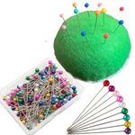 Artonezt Multi-Coloured Nickel Plated Pearl Head Sewing Pins 200 Pcs + Pin Cushion - Wrist Band for Tailor, Dressmaking, Patchwork, Florist, Decoration, Sewing Pins Crafts