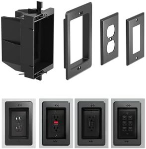 DVFR1W-1 Recessed Electrical/Outlet Box Wall Plate Kit, Single Gang, Recessed Receptacle Outlet Box for TV, Tablet and Household Appliance, Suitable for GFCI Outlet and Standard Outlet, Black (1 Pack)