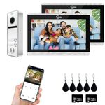 1080P Video Door Phone Intercom System, 2-Family Doorbell, 10-inch Touchscreen Display, Unlocking Support, Two-Way Intercom, Motion Detection (White)