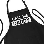 APRON DADDY Funny Apron for Men - Call Me Daddy - Adjustable Large 1 Size Fits All - Poly/Cotton Cooking Apron with 2 Pockets - Joke Apron BBQ Gift for Dad, Husband, Chef