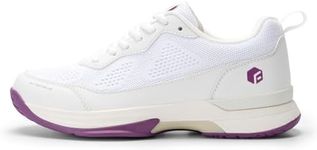 FitVille Wide Pickleball Shoes for Women Tennis Court Shoes Sneakers Court Racquetball Athletic Shoes | Racquet Sport | Arch Support & Wide Toe Box (7 Wide, White & Violet)