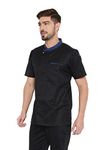 Associated Uniforms Designer Half sleeve Chef Coat (Chef Jacket - Smart Fit) (L-40, BLACK/BLUE)