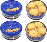 Crown Biscuits Finest Butter Danish Cookies Selection Tin 140g, Sweet Perfect for Gifting Mothers day, Fathers Day, Anniversary, Thank you, Easter, Christmas Day, All Occassions (2 Tins x 140g)