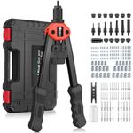 JiGiU 2 in 1 Rivet Nut Tool and Rivet Gun, Professional Hand Rivnut Gun Rivet Nut Gun Tool Heavy Duty Rivnut Tool Kit with M3 M4 M5 M6 M8 M10 M12 & 3.2/4.0/4.8/6.0/6.4 Rivet Heads,110 Nuts & 50 Rivets