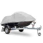 Sound Around Inc Pyle Heavy Duty Boat Cover - 127” to 138” Universal Marine Grade Storage Cover with Rear Air Vents, Waterproof Fabric & Elastic Cord - Protection Against Rain - PCVJS13