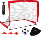 Forever Champ Kids Soccer Goals for Backyard - Includes 4'x3' Pop Up Soccer Net, Ball, Pump, Stakes, Cones, Bag - Sturdy Soccer Goal for Kids 8-12 - Easy to Set Up & Portable Toddler Soccer Goal Set