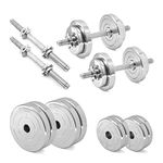 KAKSS Chrome Steel Weight Plate Adjustable Dumbbell Set (20kg Adjustable Dumbbell)