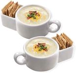 Kitchen Gadgets Soup and Cracker Mug or Cereal Bowl, Ceramic bowl, Saltine crackers, Soup mugs with handles, Cookies and Milk, Veggie Snack & Dip Cup (2 PCS)