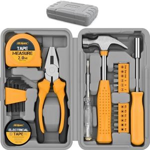 Hi-Spec 24pc Yellow Household DIY Tool Kit Set. Small Mini Tool Box Set of Starter Basic Tools for Home & Office