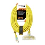 Defender Cable 12/3 Gauge, 50 ft Triple Outlet SJTW Contractor Grade Extension Cord, with Lighted end,UL/ETL Listed, All Purpose (OSHA Compliant)