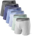 Separatec Dual Pouch Underwear for Men Moisture Wicking Breathable and Soft Men's Underwear Boxer Briefs with Fly 3 or 6 Pack(S, Light Blue/Moonlight Blue/Sage Green/Dark Gray/Gray/Navy Blue)