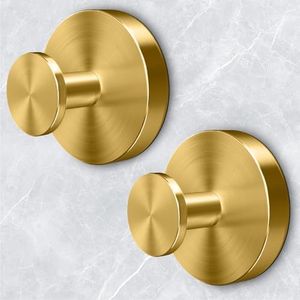 WingWider Shower Hooks for Inside Shower,Suction Cup Hooks for Glass Window,Removable Towel Hooks for Bathrooms,2 Packs(Gold)