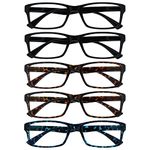 The Reading Glasses Company Value 5 Pack Mens Womens Black Brown Blue Designer Style Readers RRRRR92-11223 +3.00