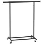 SONGMICS Clothes Rack with Wheels, Heavy-Duty Clothing Rack for Hanging Clothes, Portable Garment Rack, with Extendable Hanging Rail, 198 lb Load Capacity, Black UHSR13BKV1