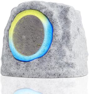 Rock Speaker Outdoor Waterproof Bluetooth Rock Speaker Solar Powered and USB Charging with Lights RGB Colors for Party Patio Pool Deck Yard Garden and Home (Gray 1PCS)