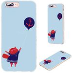 for iPhone 8 Plus Case,for iPhone 7 Plus Case for Women Men Girl,AKORAVO Shockproof Anti-Scratch Slim Soft TPU Clear Phone Protective Case for iPhone 8 7 Plus,Navy Blue Ballon and red Anchor cat