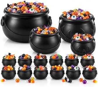 PMU 16pc- 12",10",8",6", (12) 3" St. Patrick's Day Pot of Gold bucket Black Plastic Cauldron For St. Patrick's Day Leprechaun & Mardi Gras Party Decoration Supply Accessory