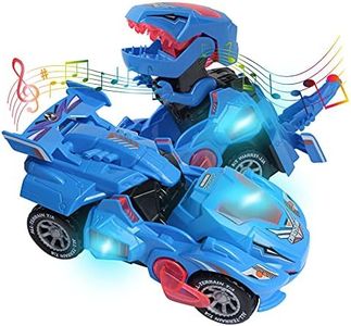 HUWAIREN Dinosaur Toys for 3-6 Year Old Boys for Kids Transforming Dinosaur Car with LED Light and Music Gifts for 4-7 Year Old (Blue)