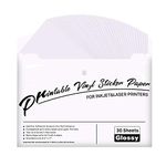 Printable Vinyl for Inkjet & Laser Printer - 30 Pack Printable Vinyl Sticker Paper Glossy White - Standard Letter Size 8.5"x11"