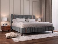 SABTA Craft Modern Upholstered King Size Bed for Bedroom | Wooden Double Bed | Platform Cot Bed with Upholstery Premium Fabric | 6.5 x 6 Ft | Sheesham Solid Wood (Brown, Dark Grey, Copper Line)