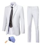 Diaryan Men Suit 2 Piece White Blazer Slim Fit Suits Two Button Wedding Dress Jacket Pants Tuxedo Prom Set with Tie XS