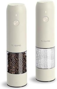 Electric Salt and Pepper Grinder Set, USB Rechargeable, Automatic Salt and Pepper Mill Grinder with Adjustable Coarseness, Electric Salt Shakers, LED Light, Refillable (2 Packs, Buttercream)