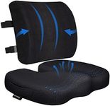 2022 Comfort Memory Foam Seat Cushion & Back/Lumbar Support Pillow for Office Chair, Car, Truck, Wheelchair for Sciatica, Tailbone & Lower Back Pain Relief, Washable Cover & Dual Adjustable Strap