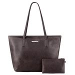 Montana West Vegan Leather Tote Bag for Women Elegant Top Handle Shoulder Bag with Bonus Pouch - Mocha Brown LW-MWC-028 CF