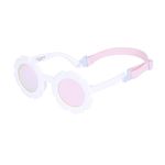 COCOSAND Baby Sunglasses with Strap Polarized Flower Soft Silicone Nose Pads for Newborn Toddlers Kids Girl Age 3-24 Months, Bright White