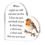 Robin Memorial Gift Remembrance Gifts Bereavement Gifts for Loss of Dad Mum Husband Grandma Hearted Acrylic Plaque Grave Decorations