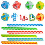 Party Bag Fillers Toys for Kids - 24 Blocks Magic Snake Cube 12 Pack Favours Fidget Toy Mini Speed Twist Puzzle Supplies Children Gift