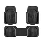Amazon Basics 3-Piece All-Weather Heavy Duty, Full Set PVC Floor Mats for Universal Fit in Cars, SUVs, and Trucks, Black, Trim to Fit