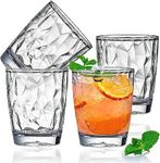 4-Pack Plastic Clear Water Tumblers, 10-ounce Transparent Unbreakable Drinking Glasses, Acrylic Reusable Juice Wine Cups Dishwasher Safe Bathroom Cups Camping Portable Cups, Easy to Storage (Clear)