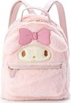 Cute Small Furry Cinnamoroll Dog Melody Backpack Plush Backpack Cute Girl Bag My Melody Furry Bag Leisure Daily Backpack Schoolbag Bookbag(white)