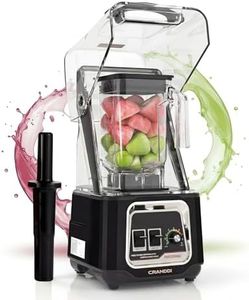 CRANDDI Professional Smoothie Blender, 2200W Commercial Soundproof Quiet blender with Removable Soundproof Shield for Crushing Ice, MilkShakes, Puree, Self-Cleaning, 50oz 110V K80 (Black)